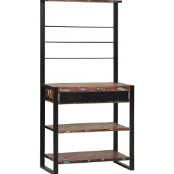vidaXL Køkkenreol Mønstret og sort 80 x 40 x 160 cm Solid genbrugs træ