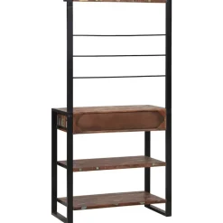 vidaXL Køkkenreol Mønstret og sort 80 x 40 x 160 cm Solid genbrugs træ