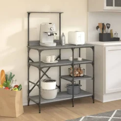 vidaXL køkkenreol 90x40x132 cm konstrueret træ og metal grå sonoma-eg