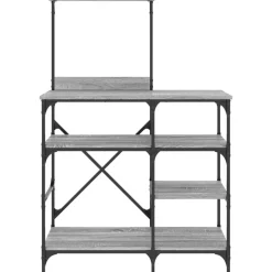 vidaXL køkkenreol 90x40x132 cm konstrueret træ og metal grå sonoma-eg
