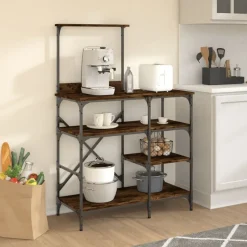 vidaXL køkkenreol 90x40x132 cm konstrueret træ og metal røget eg