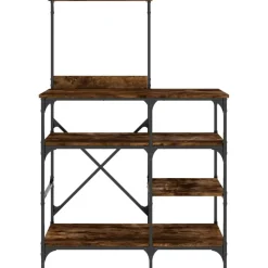 vidaXL køkkenreol 90x40x132 cm konstrueret træ og metal røget eg