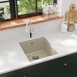 vidaXL køkkenvask granit enkelt vask beige