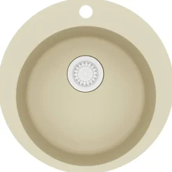 vidaXL køkkenvask granit enkelt vask rund beige