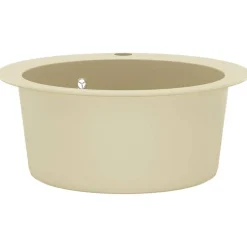 vidaXL køkkenvask granit enkelt vask rund beige