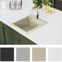 vidaXL køkkenvask granit enkelt vask beige