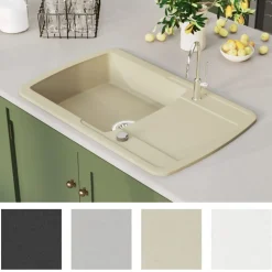 vidaXL køkkenvask granit enkelt vask beige