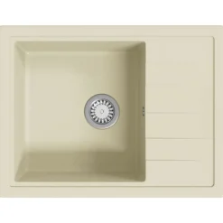 vidaXL køkkenvask med overløbshul oval granit beige