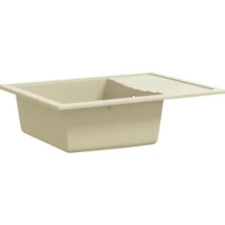 vidaXL køkkenvask med overløbshul oval granit beige