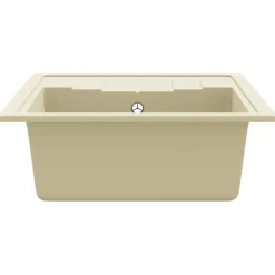vidaXL køkkenvask med overløbshul oval granit beige
