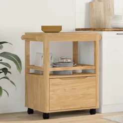 vidaXL Køkkenvogn FLORO Voks brun 72,5 x 45 x 80 cm Massivt fyrretræ