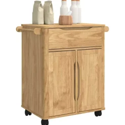 vidaXL Køkkenvogn FLORO Voks brun 72,5 x 45 x 80 cm Massivt fyrretræ