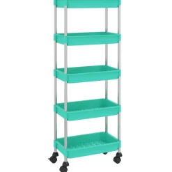 vidaXL køkkenvogn med 5 hylder 42x29x128 cm jern og ABS turkis
