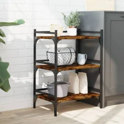 vidaXL køkkenvogn 50x35x75,5 cm konstrueret træ røget egetræsfarve