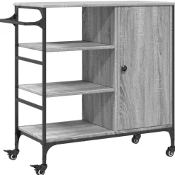 vidaXL køkkenvogn 87,5x38,5x84,5 cm konstrueret træ grå sonoma-eg