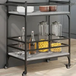 vidaXL køkkenvogn 82x40x78,5 cm konstrueret træ grå sonoma-eg