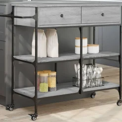 vidaXL køkkenvogn 105x42x95 cm konstrueret træ grå sonoma-eg