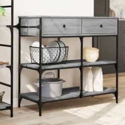 vidaXL køkkenvogn 105x42x95 cm konstrueret træ grå sonoma-eg