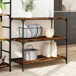 vidaXL køkkenvogn 102x50x95 cm konstrueret træ røget egetræsfarve