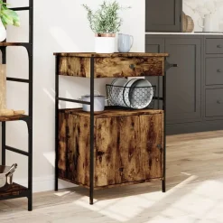vidaXL køkkenvogn 56x43x89,5 cm konstrueret træ røget egetræsfarve