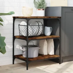 vidaXL køkkenvogn 60x41x76 cm konstrueret træ røget egetræsfarve