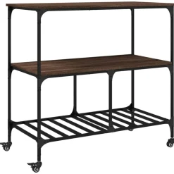 vidaXL køkkenvogn 100x50x95 cm konstrueret træ brun egetræsfarve