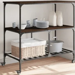 vidaXL køkkenvogn 100x50x95 cm konstrueret træ brun egetræsfarve
