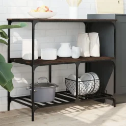 vidaXL køkkenvogn 100x50x95 cm konstrueret træ brun egetræsfarve
