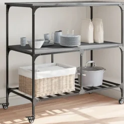 vidaXL køkkenvogn 100x50x95 cm konstrueret træ grå sonoma-eg