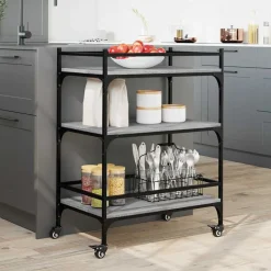 vidaXL køkkenvogn 65x40x86,5 cm konstrueret træ grå sonoma-eg