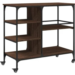 vidaXL køkkenvogn 100x45x89,5 cm konstrueret træ brun egetræsfarve