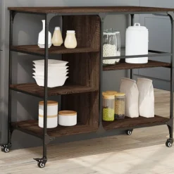 vidaXL køkkenvogn 100x45x89,5 cm konstrueret træ brun egetræsfarve