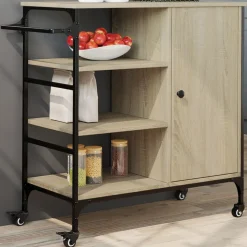vidaXL køkkenvogn 87,5x38,5x84,5 cm konstrueret træ sonoma-eg