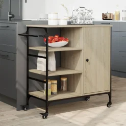 vidaXL køkkenvogn 87,5x38,5x84,5 cm konstrueret træ sonoma-eg