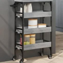 vidaXL køkkenvogn 53x20x76 cm konstrueret træ grå sonoma-eg