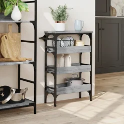 vidaXL køkkenvogn 53x20x76 cm konstrueret træ grå sonoma-eg