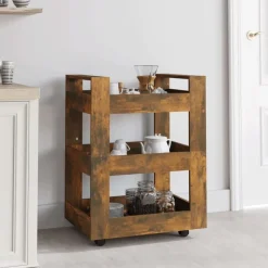 vidaXL køkkenvogn 60x45x80 cm konstrueret træ røget egetræsfarve