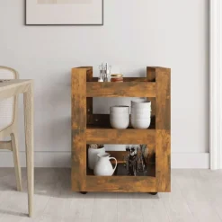 vidaXL køkkenvogn 60x45x80 cm konstrueret træ røget egetræsfarve