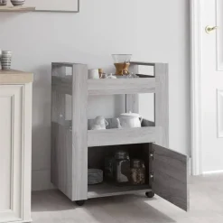 vidaXL køkkenvogn 60x45x80 cm konstrueret træ grå sonoma-eg