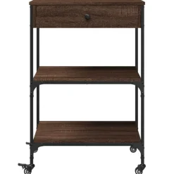 vidaXL køkkenvogn 60x48x89,5 cm konstrueret træ brun egetræsfarve