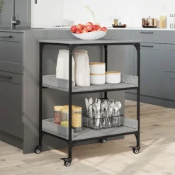 vidaXL køkkenvogn 60x41x80,5 cm konstrueret træ grå sonoma-eg