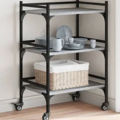 vidaXL køkkenvogn 50x35x75,5 cm konstrueret træ grå sonoma-eg