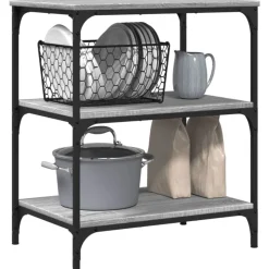 vidaXL køkkenvogn 60x41x76 cm konstrueret træ grå sonoma-eg