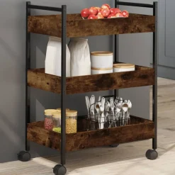 vidaXL køkkenvogn 50x30x70 cm konstrueret træ røget egetræsfarve