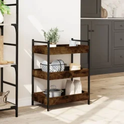 vidaXL køkkenvogn 50x30x70 cm konstrueret træ røget egetræsfarve