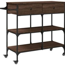 vidaXL køkkenvogn 105x42x95 cm konstrueret træ brun egetræsfarve