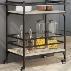 vidaXL køkkenvogn 82x40x78,5 cm konstrueret træ sonoma-eg