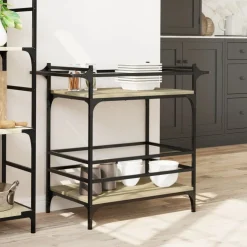 vidaXL køkkenvogn 82x40x78,5 cm konstrueret træ sonoma-eg