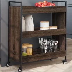 vidaXL køkkenvogn 70x30x82 cm konstrueret træ brun egetræsfarve
