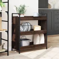 vidaXL køkkenvogn 70x30x82 cm konstrueret træ brun egetræsfarve